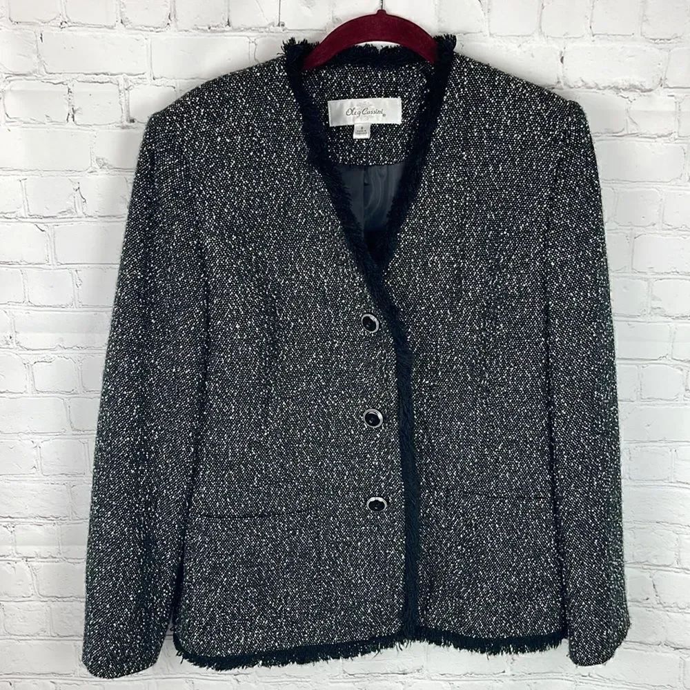 Oleg Cassini Vintage Black and White Blazer Size 8
